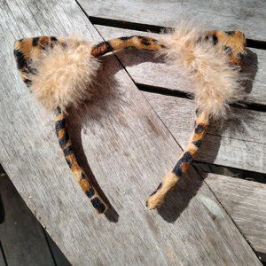 Furry Leopard ear fabric covered head band